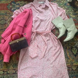 Vintage pink + white midi dress!
